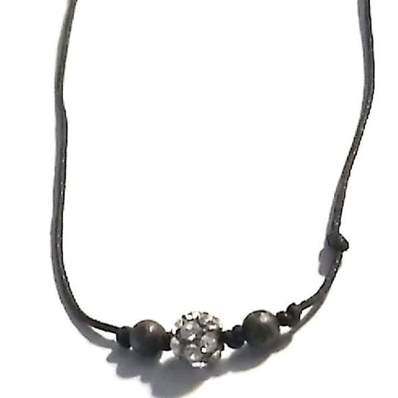 SILPADA Corded Cubic Zirconia 925 Sterling Silver Ball Petite Choker Necklace - Picture 1 of 15